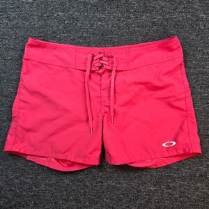 Oakley Board Shorts Women 9 10 Pink Lace Up Front Surf Swim Beach Athletic Sport